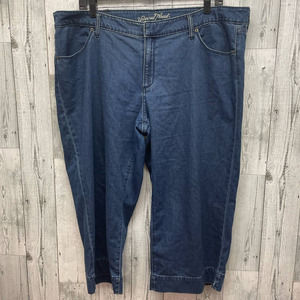 Universal Thread Womens 22W Cropped Hook Eye Closure Stretch Denim Blue Jeans